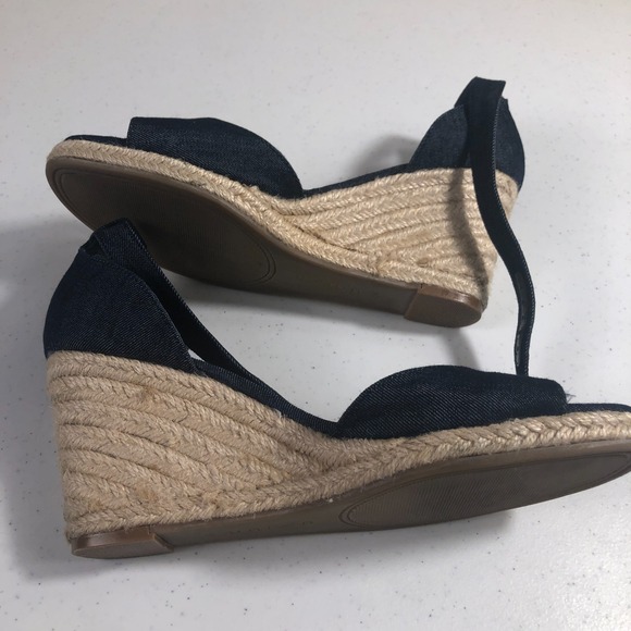 Unisa Womens Wedge Espadrille Sandals Denim Blue Size 9M High Heel Peep Toe‎ - Picture 4 of 10